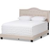 Emerson Full Bed in Light Beige Fabric